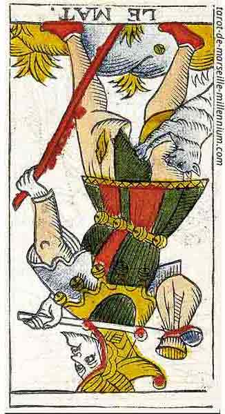 Carta de Tarot de Marsella 0 El Loco invertido en marifranstarot.com
