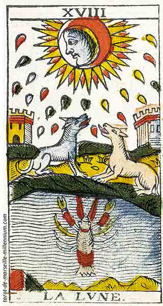 Carta de Tarot de Marsella XVIII La Luna en marifranstarot.com