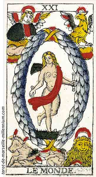 Carta de Tarot de Marsella XXI El Mundo en marifranstarot.com