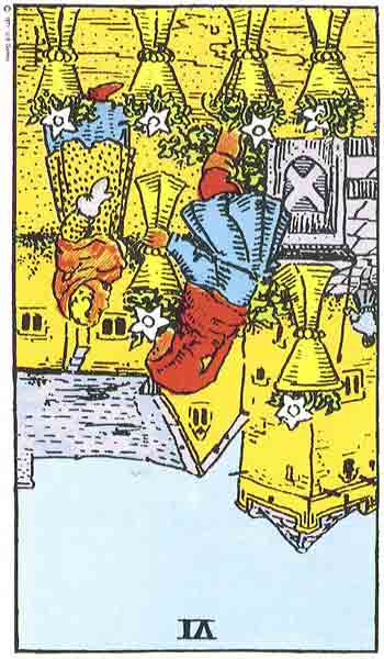 Carta de Tarot de Rider - Waite Seis de Copas invertida en marifranstarot.com