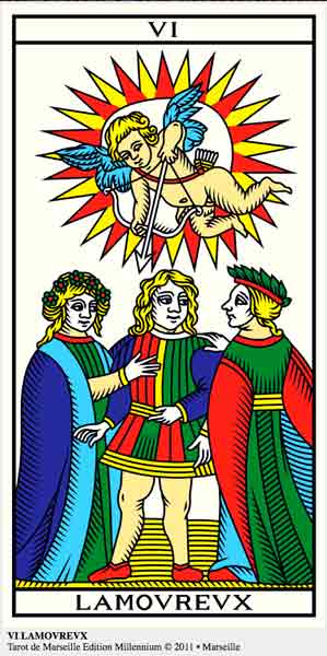 ©Wilfried Houdouin tarot-de-marseille-millennium.com, VI El Enamorado en marifranstarot.com