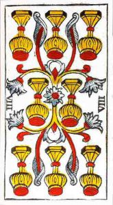 Carta de Tarot de Marsella Pierre Madenié Ocho de Copas (invertido) en marifranstarot.com